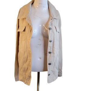 Erin London Large top women linen button longsleeve pockets lightweight